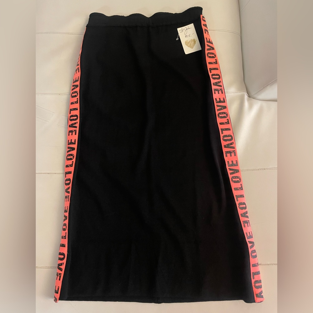 St. John repurposed Love black stretch knit midi skirt M/L - Picture 2 of 8